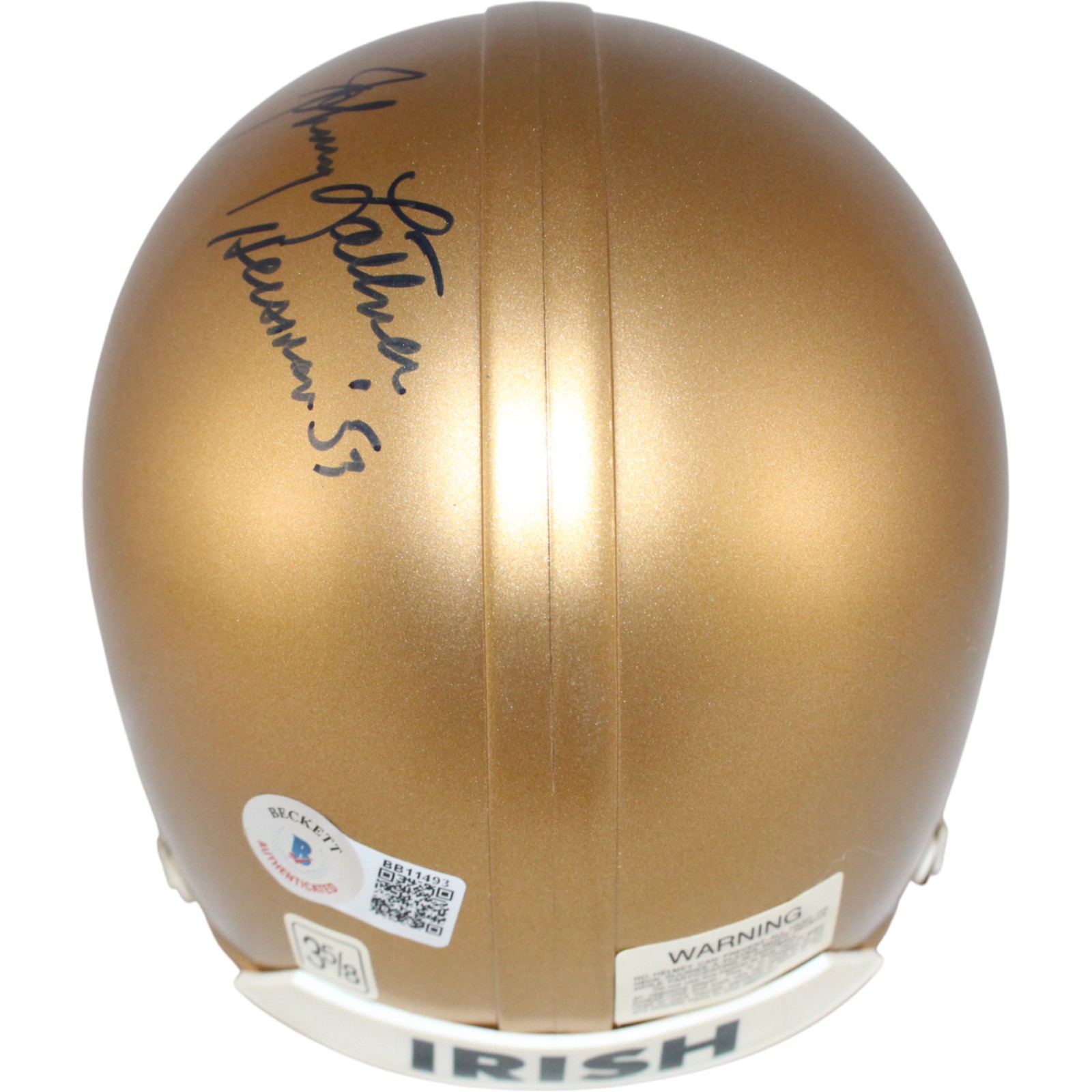 Johnny Lattner Autographed Notre Dame Irish Mini Helmet Heisman Beckett 52739 3 Johnny Lattner Autographed Notre Dame Irish Mini Helmet Heisman Beckett 52739