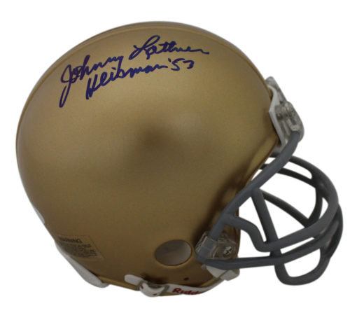 Johnny Lattner Signed Notre Dame Fighting Irish Mini Helmet Heisman JSA 24581