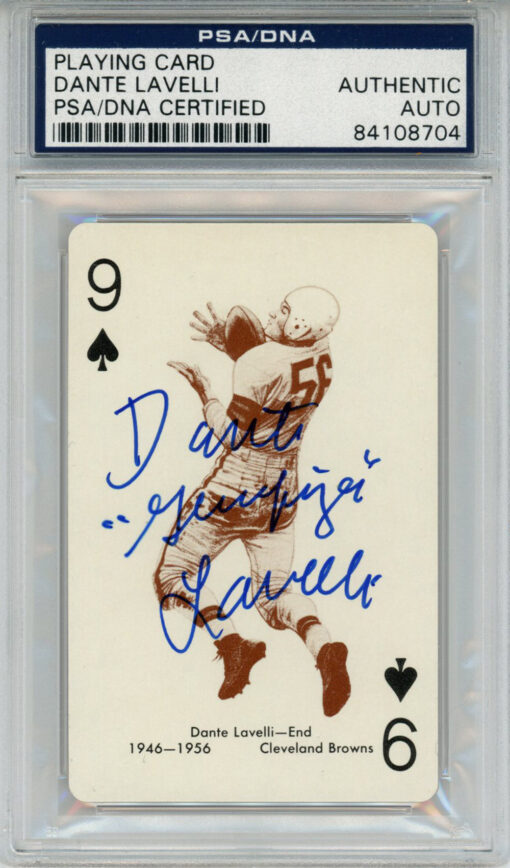 Dante Lavelli Signed 1963 Stancraft 9 of Spades Gunslinger PSA Slab