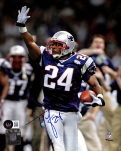 Ty Law Signed New England Patriots 8x10 Photo Beckett 44528