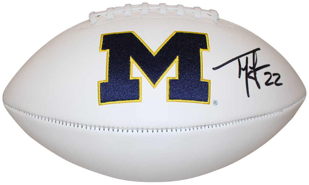 Ty Law Autographed/Signed Michigan Wolverines Logo Football Beckett