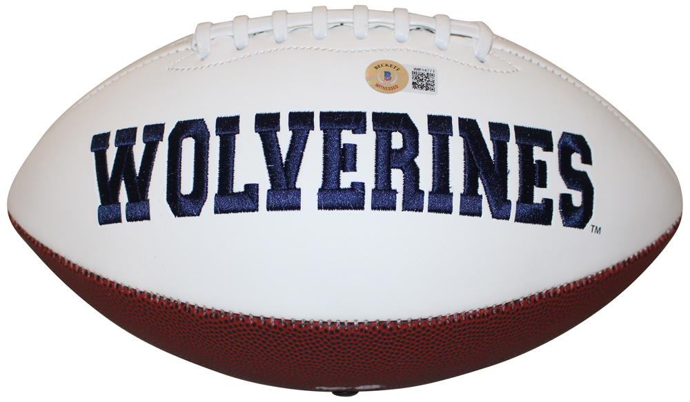 Ty Law Autographed/Signed Michigan Wolverines Logo Football Beckett