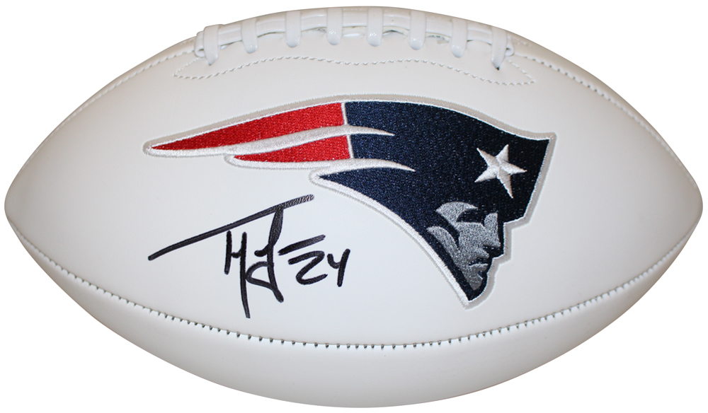 Ty Law Autographed/Signed New England Patriots Logo Football Beckett