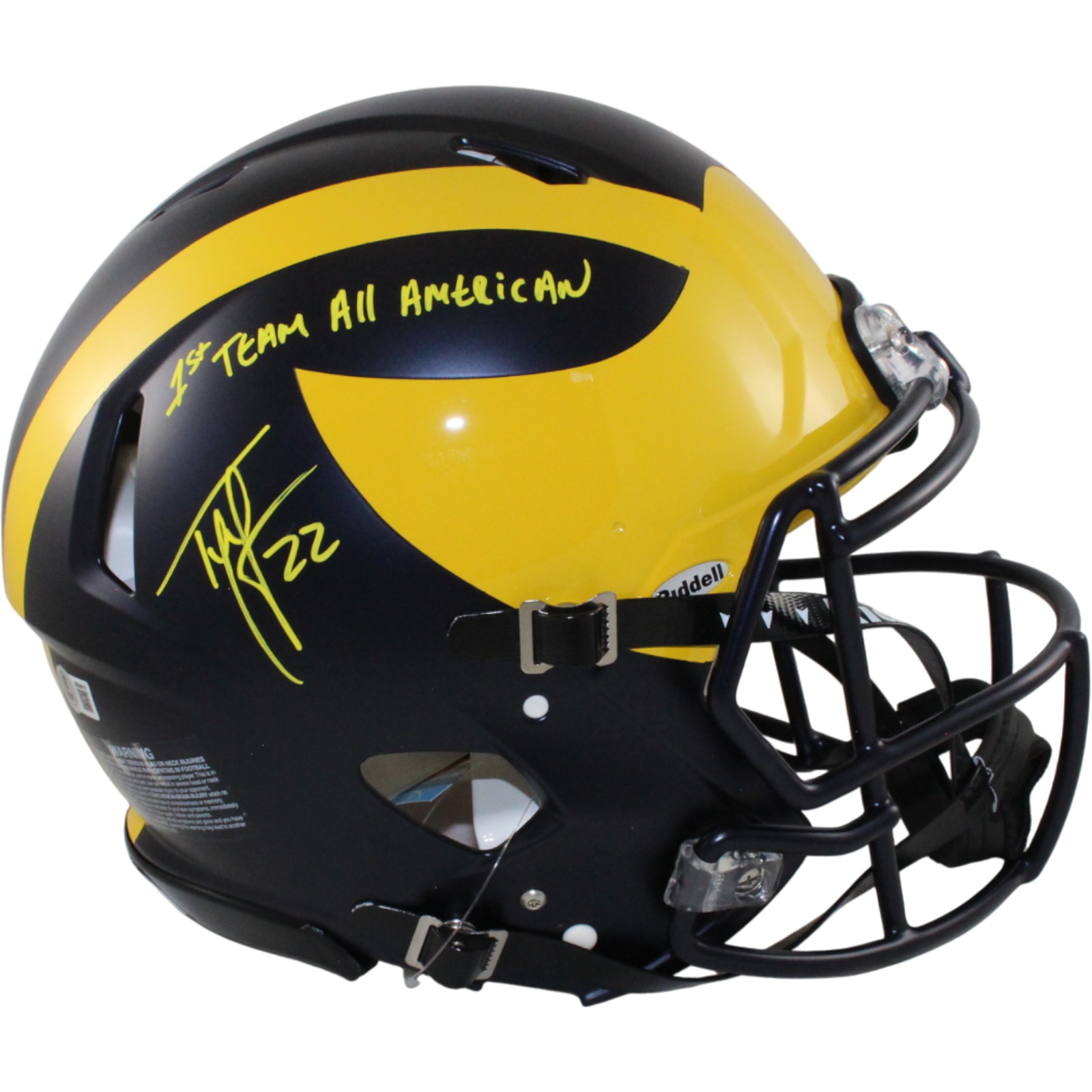 Ty Law Autographed Michigan Wolverines Authentic Helmet All American BAS 54776
