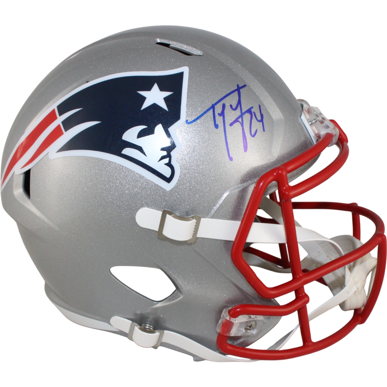 Ty Law Autographed/Signed New England Patriots F/S Helmet Beckett Witness 54065