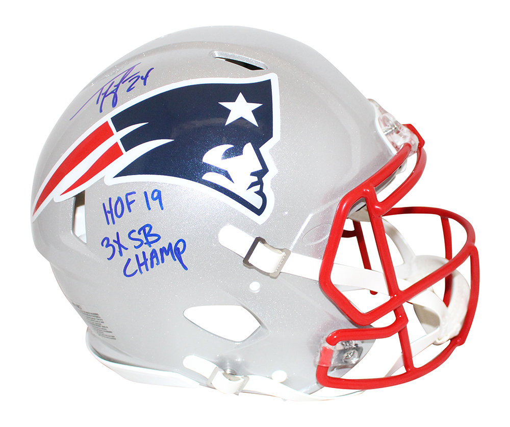 Ty Law Autographed New England Patriots Authentic Speed Helmet BAS