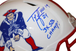 Ty Law Signed New England Patriots Speed Authentic Helmet w/2 insc BAS