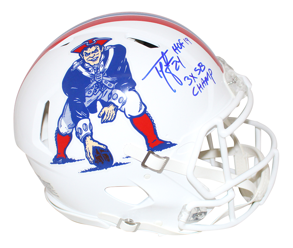 Ty Law Autographed New England Patriots Authentic TB Speed Helmet BAS