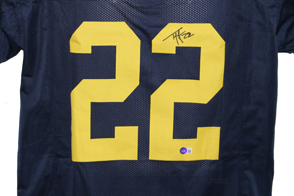 Ty Law Autographed/Signed College Style Blue XL Jersey BAS