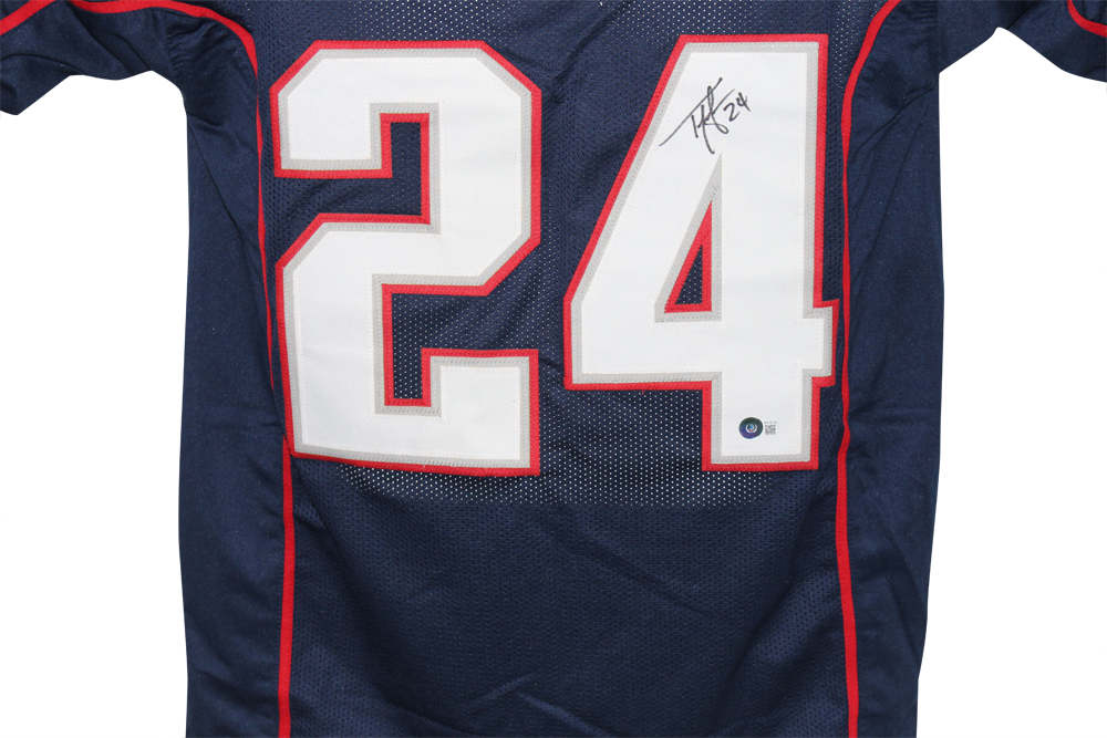 Ty Law Autographed/Signed Pro Style Blue XL Jersey BAS