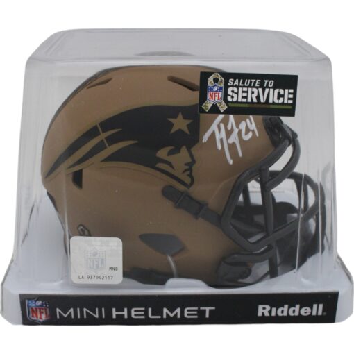 Ty Law Autographed New England Patriots 23 Salute Mini Helmet Beckett 48127