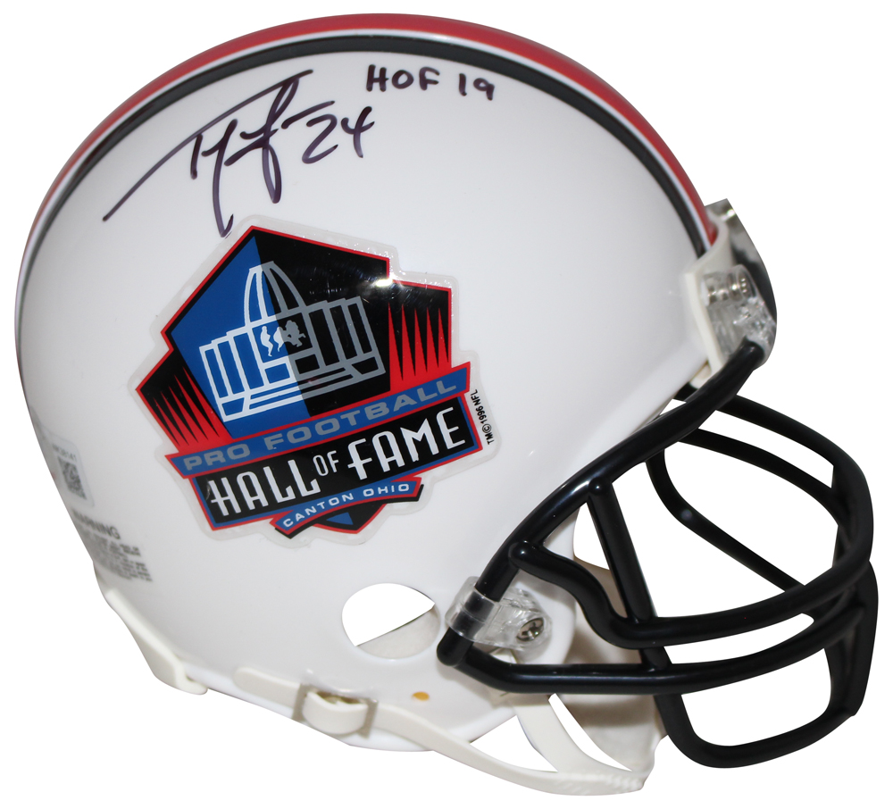 Ty Law Autographed/Signed Hall Of Fame Mini Helmet HOF BAS