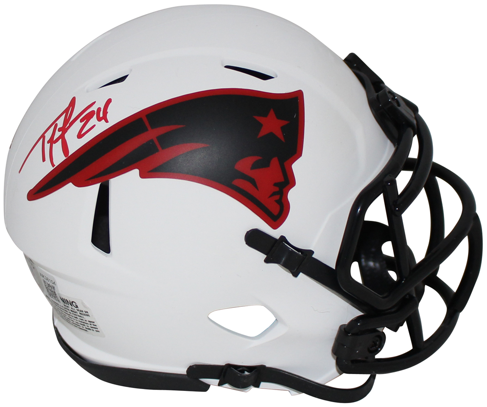 Ty Law Autographed/Signed New England Patriots Lunar Mini Helmet BAS
