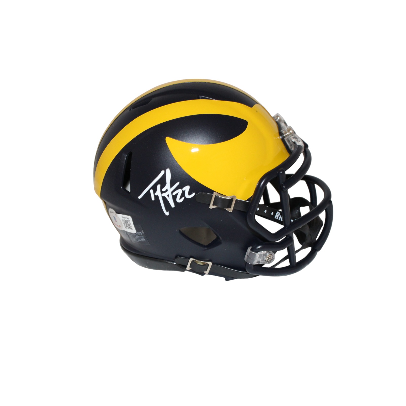 Ty Law Autographed/Signed Michigan Wolverines Mini Helmet Beckett 