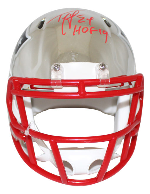 Ty Law Autographed/Signed New England Patriots Chrome Mini Helmet HOF BAS 24939