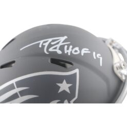 Ty Law Autographed New England Patriots Slate Mini Helmet HOF Beckett 54284