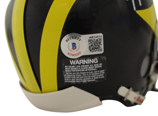 Ty Law Autographed Michigan Wolverines VSR4 Mini Helmet Beckett