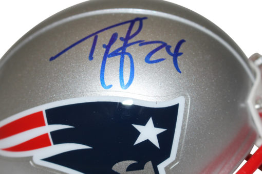 Ty Law Autographed New England Patriots VSR4 Mini Helmet Beckett