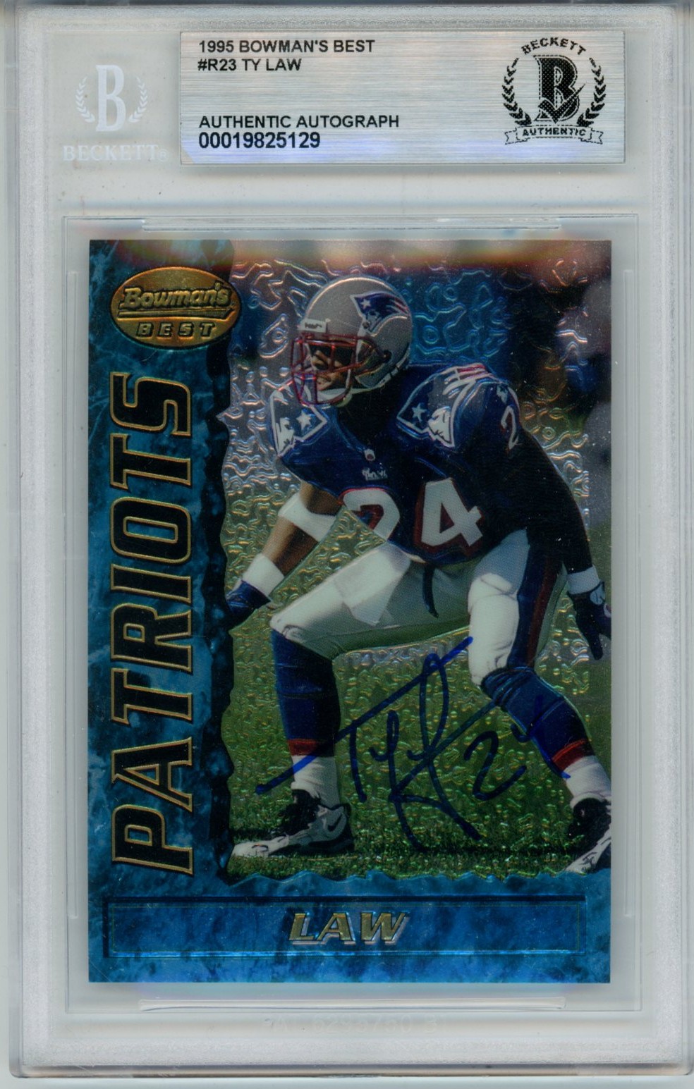 Ty Law Autographed 1995 Bowman's Best #23 Trading Card Slab Beckett 57131