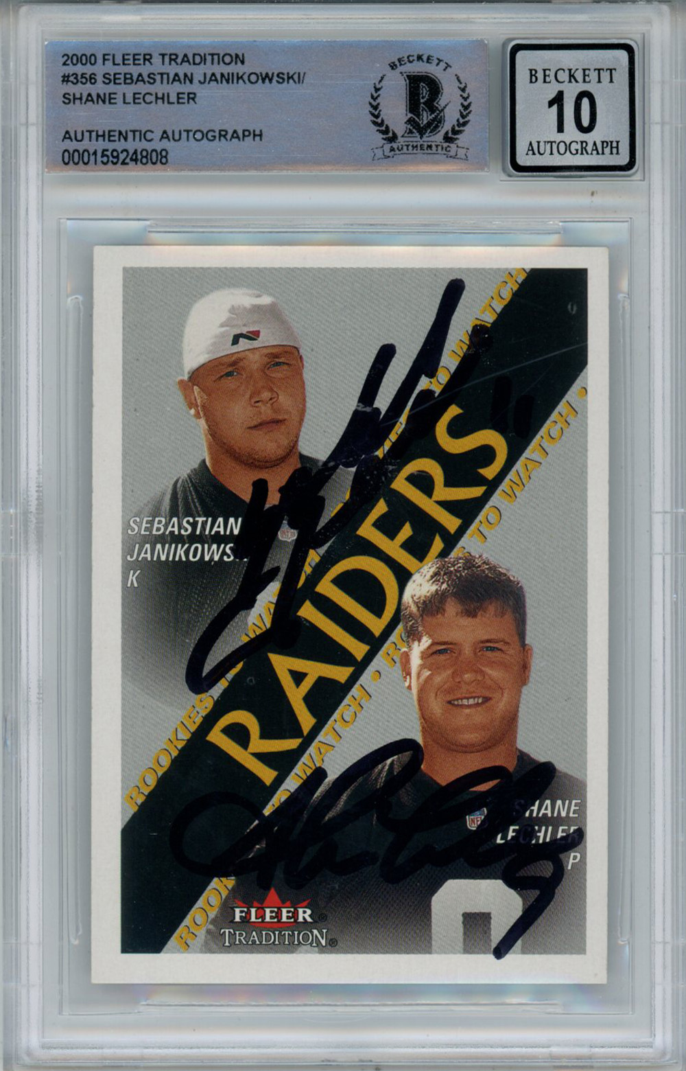 Janikowski & Lechler Signed 2000 Fleer Traditions #356 Rookie Card BAS Slab