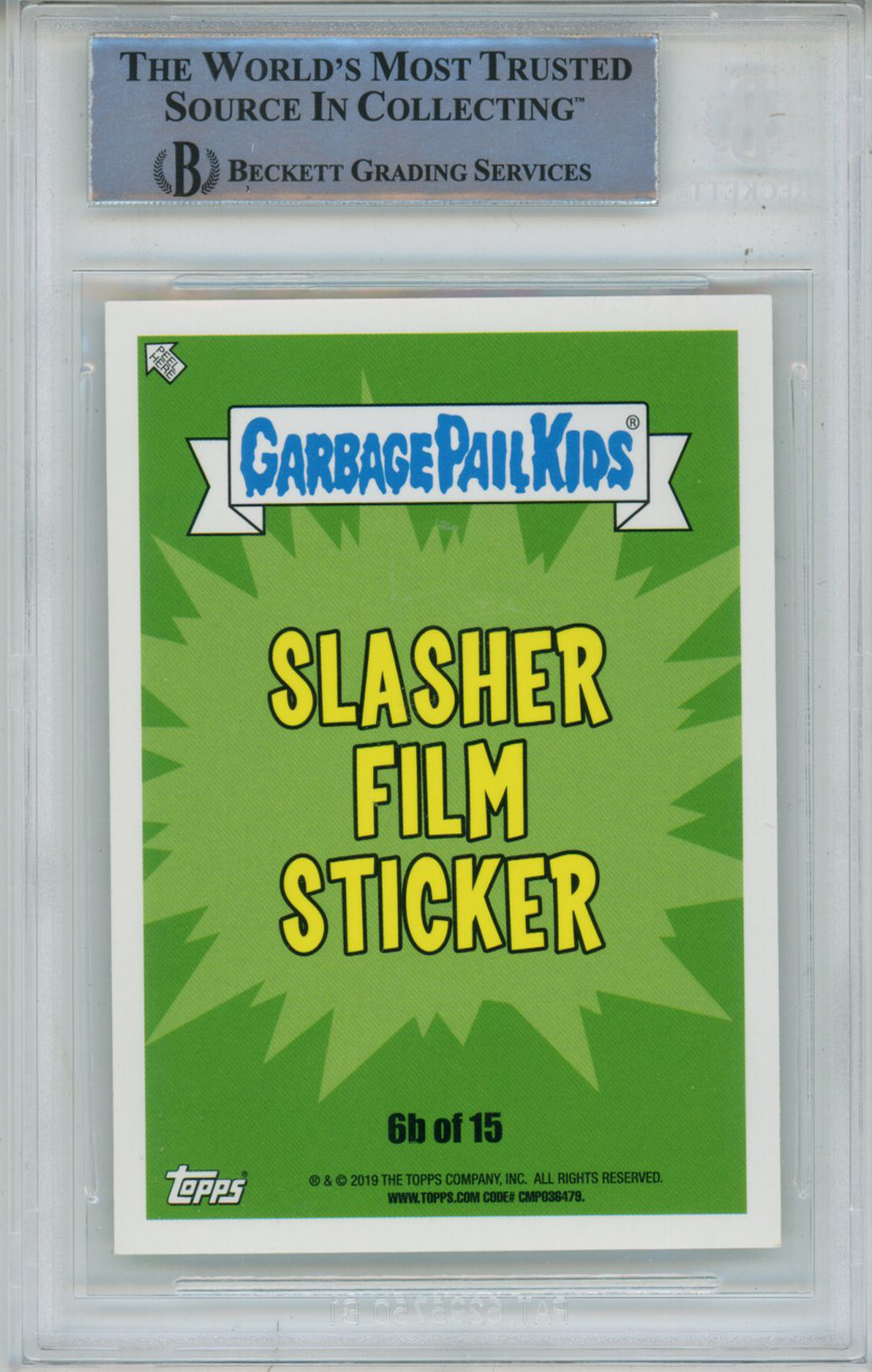 Ari Lehman Signed Garbage Pail Kids Green Bottom of the Blake #SF6B BAS Slab