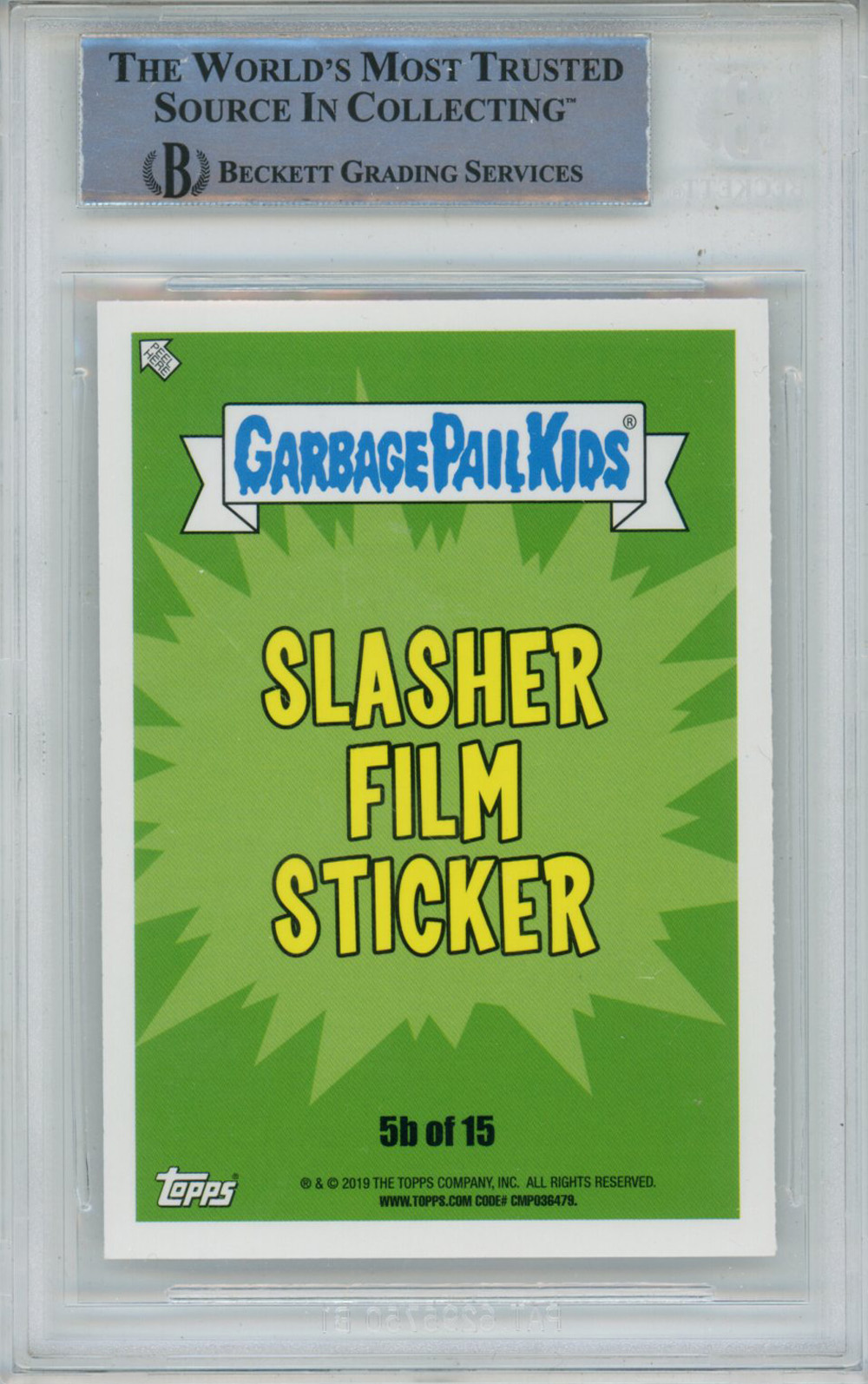 Ari Lehman Signed 2019 Garbage Pail Kids Estimation Jason #SF5B BAS Slab