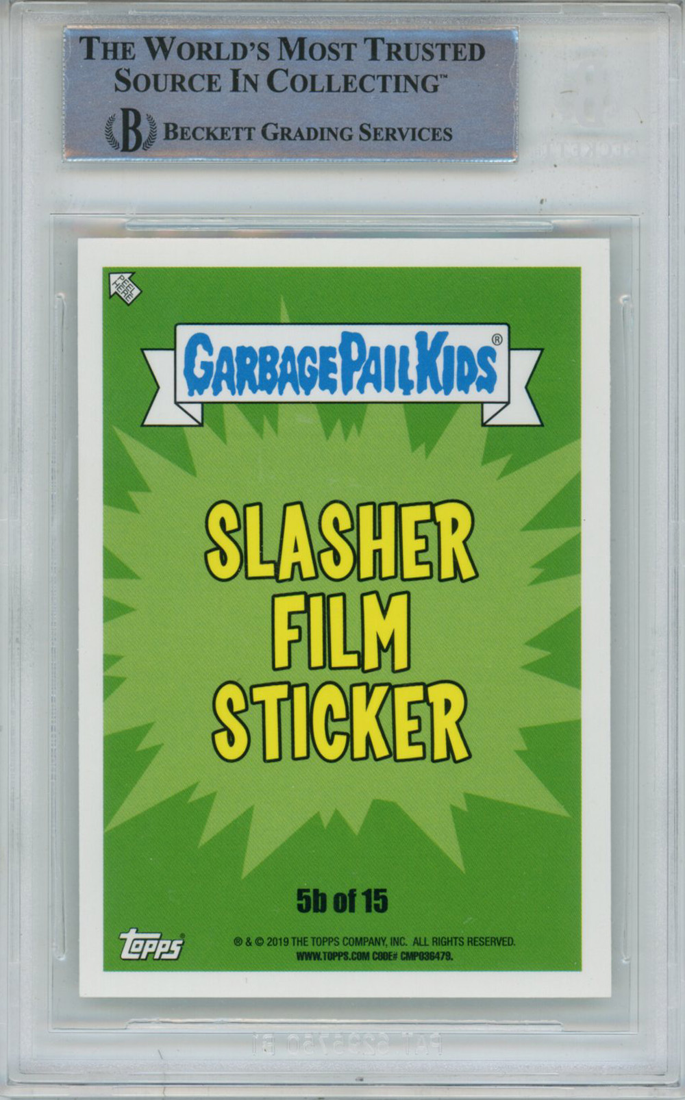 Ari Lehman Signed Garbage Pail Kids Green Estimation Jason #SF5B BAS Slab