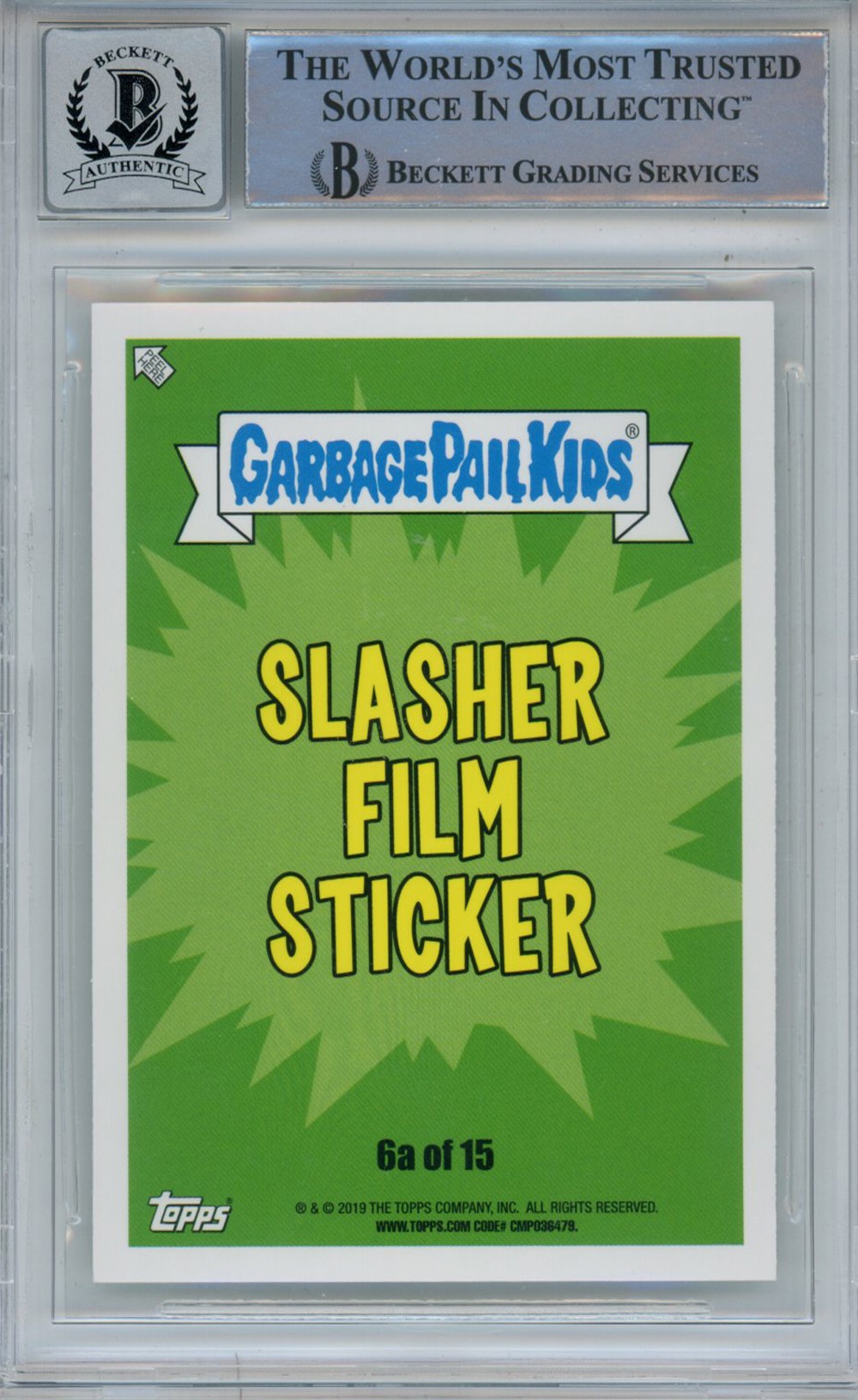 Ari Lehman Signed Garbage Pail Kids Green Jabbed Jason #SF6A BAS 10 Slab