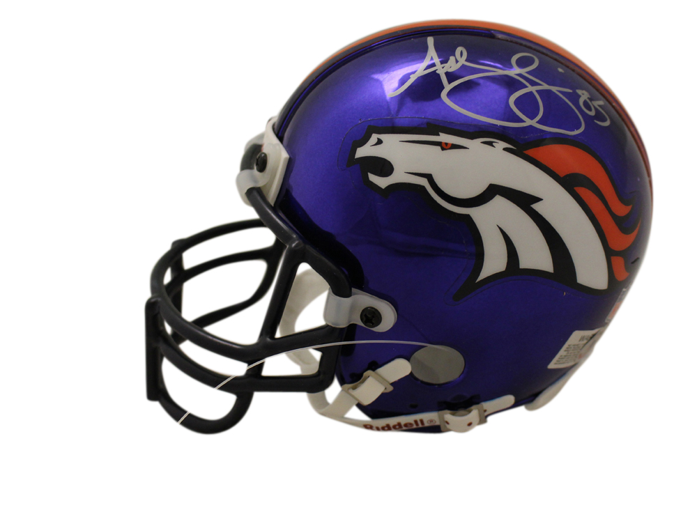 Ashley Lelie Signed Denver Broncos 2000 Chrome Mini Helmet Beckett
