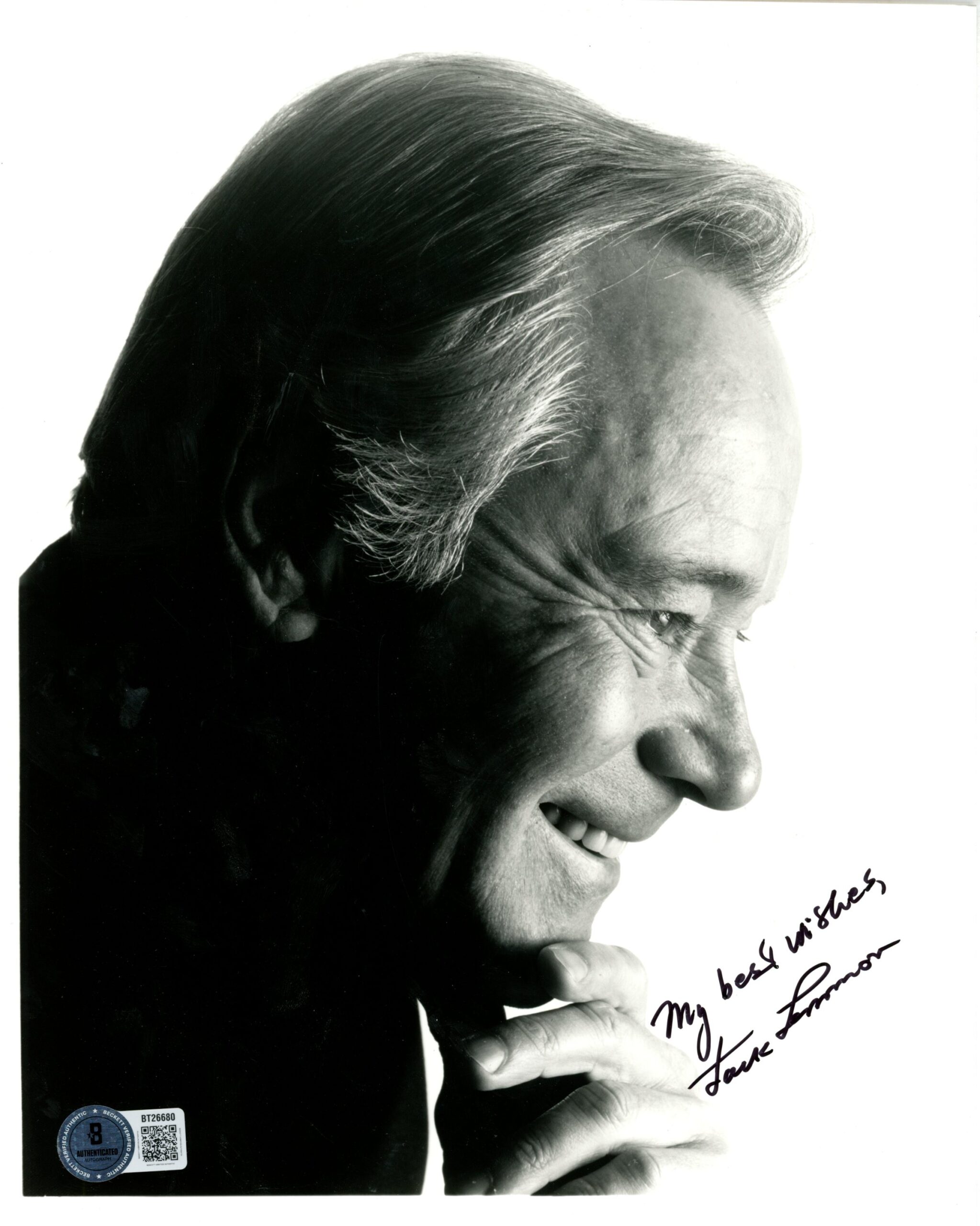 Jack Lemmon Autographed/Signed 8x10 Photo My Best Wishes Beckett 56622 1 Jack Lemmon Autographed/Signed 8x10 Photo My Best Wishes Beckett 56622