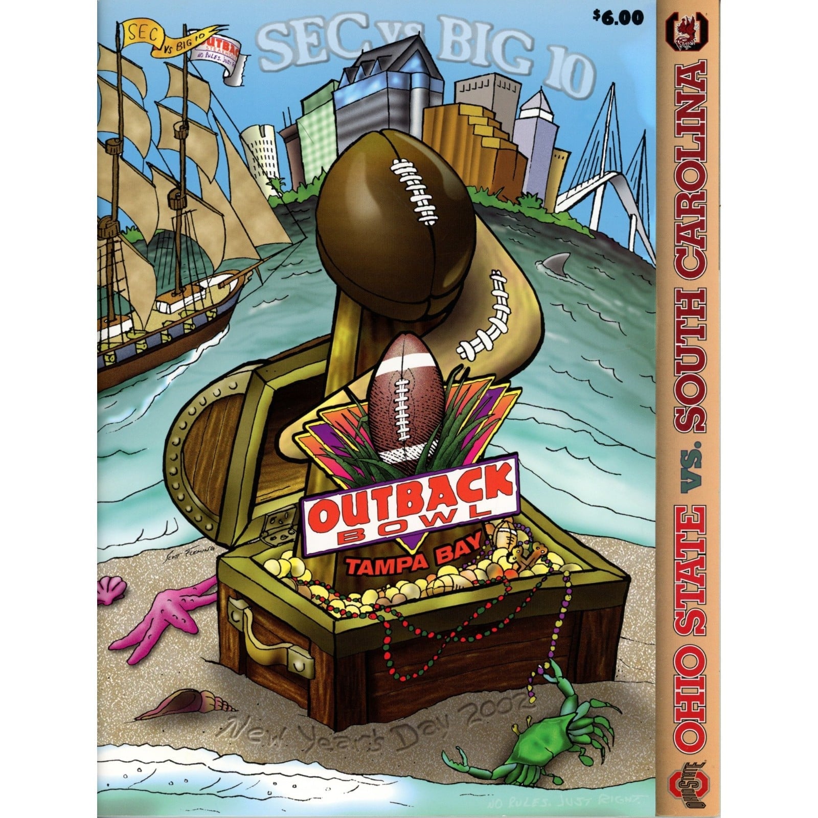 Unautographed Magazine SC Gamecocks vs Ohio State 02 Outback Bowl Program 58417