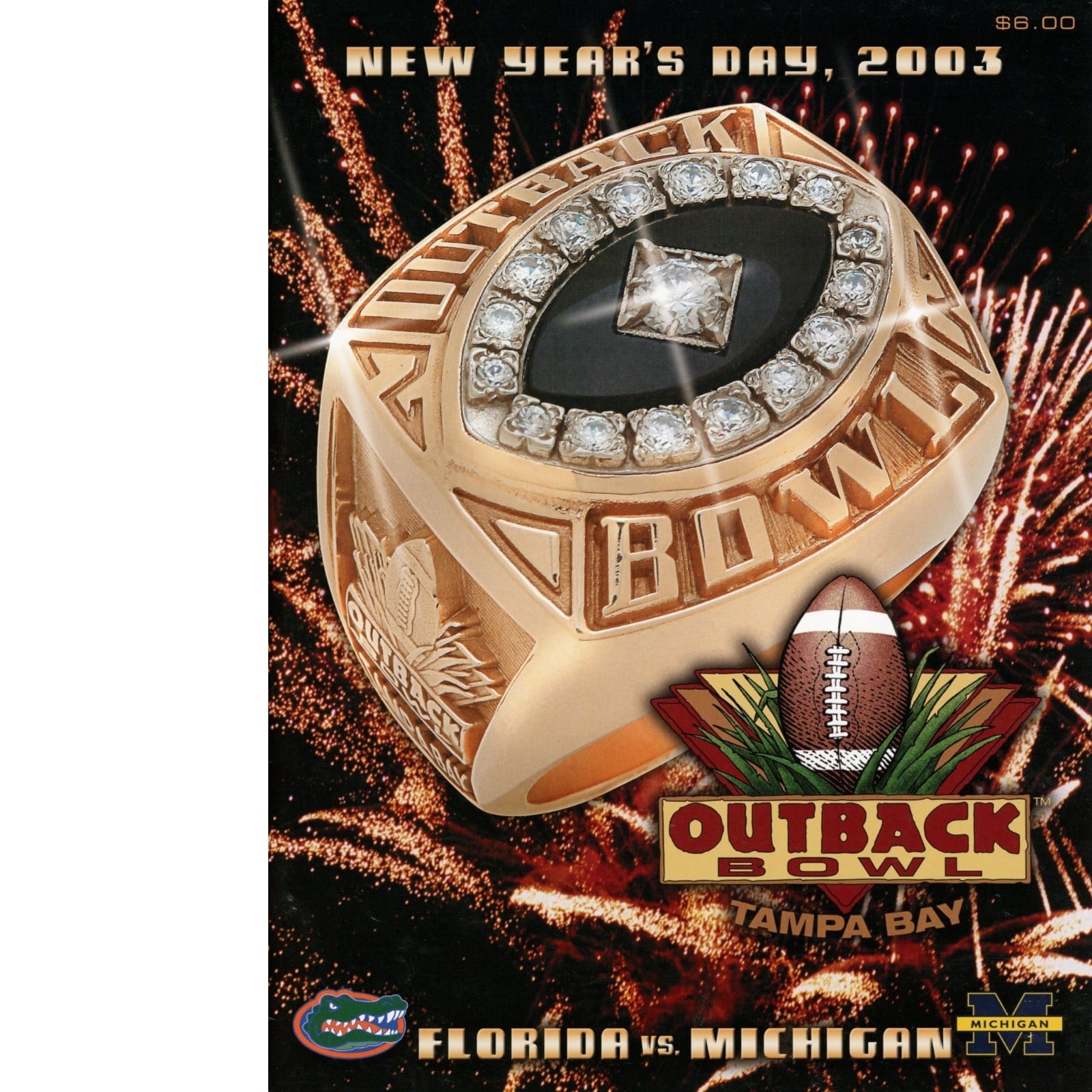 Unautographed Magazine Michigan vs Florida 2003 Outback Bowl Program58416
