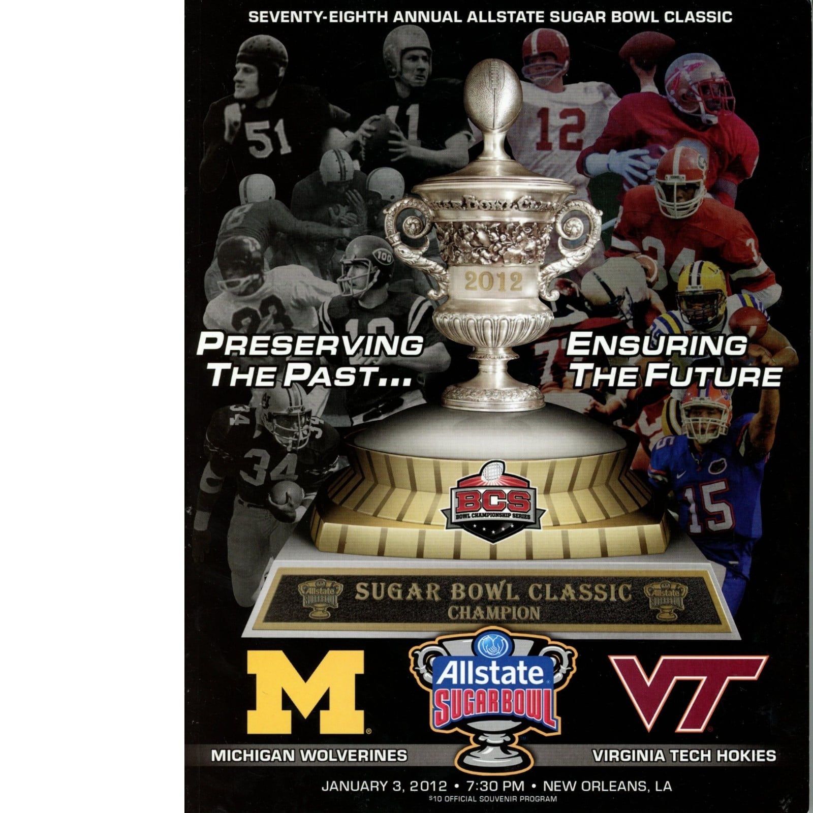 Unautographed Magazine Michigan vs Virginia Tech 2012Sugar Bowl Program 58483