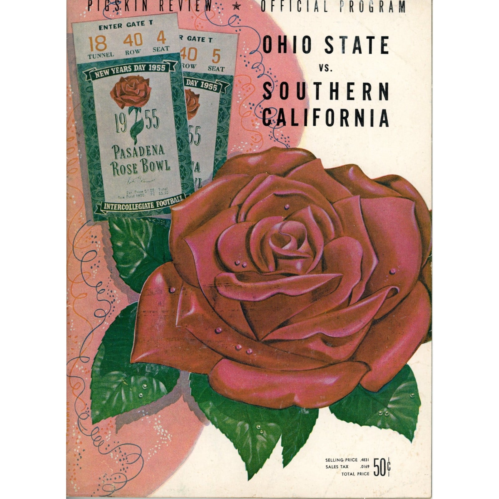 Unautographed Magazine Ohio State Buckeyes vs USC 1955 Rose Bowl Program 58448