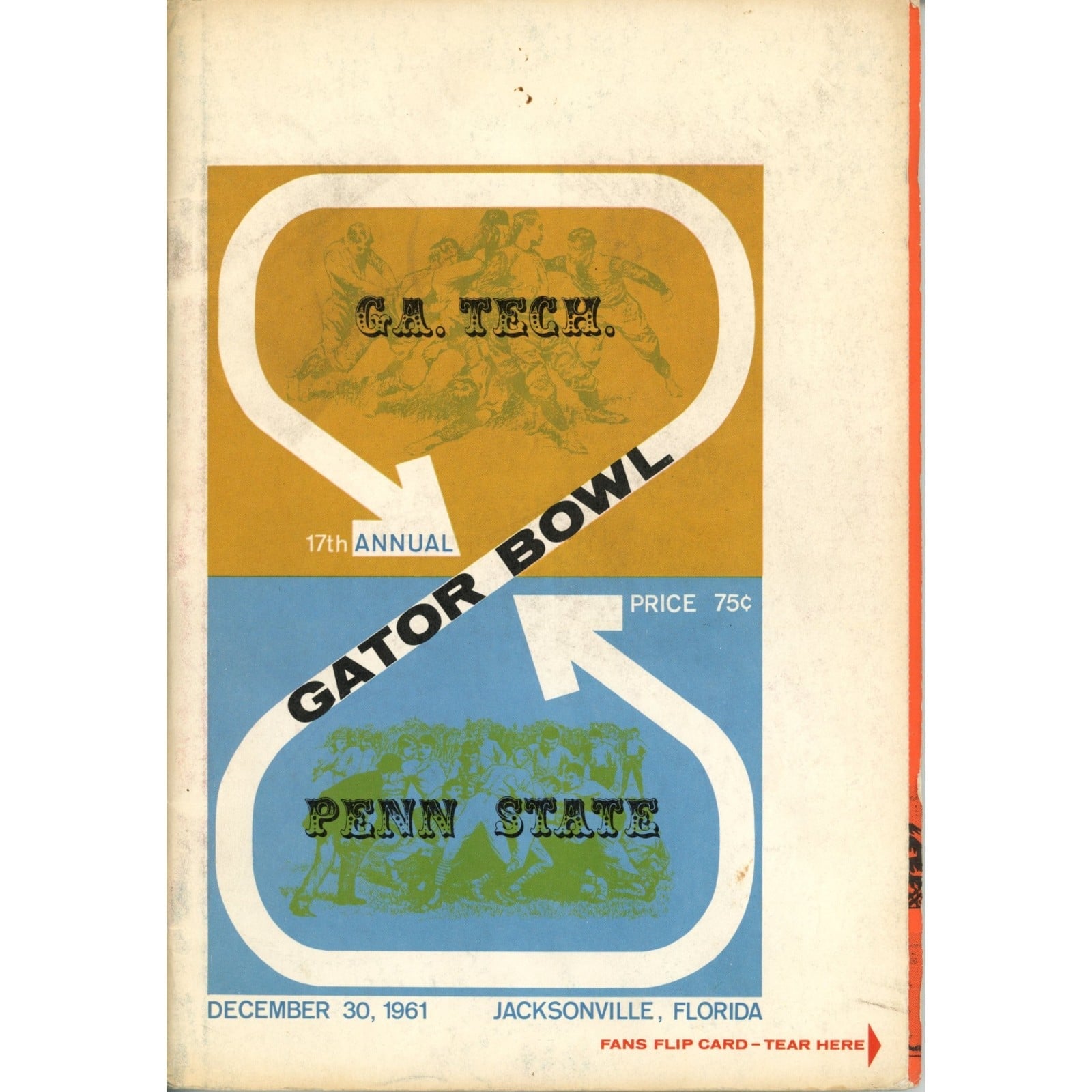 Unautographed Magazine Penn State vs Georgia Tech 1961 Gator Bowl Program 58476