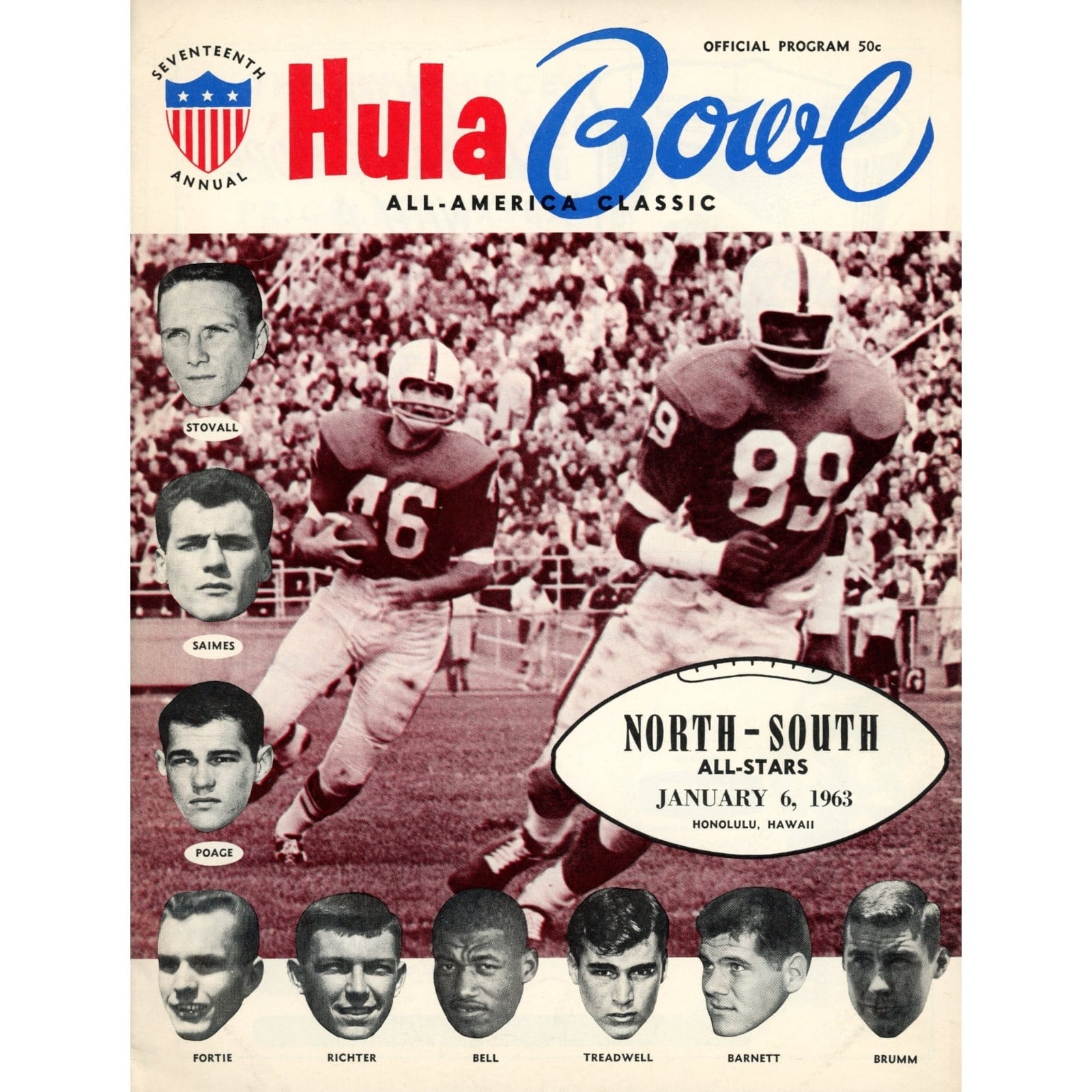 Unautographed Magazine North vs South 1963 hula Bowl Program 58478