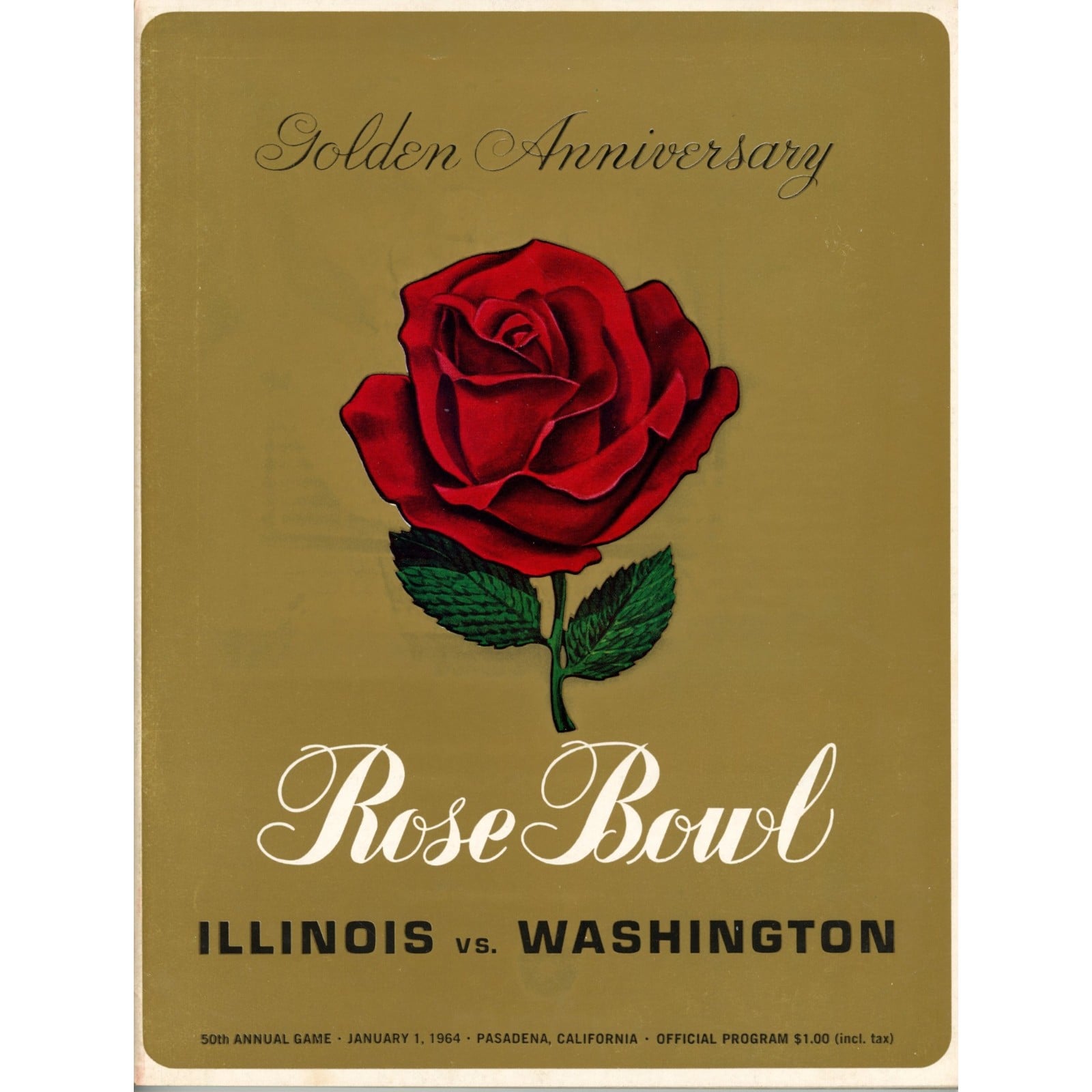 Unautographed Magazine Illinois Illini vs Washington Rose Bowl Program 58445