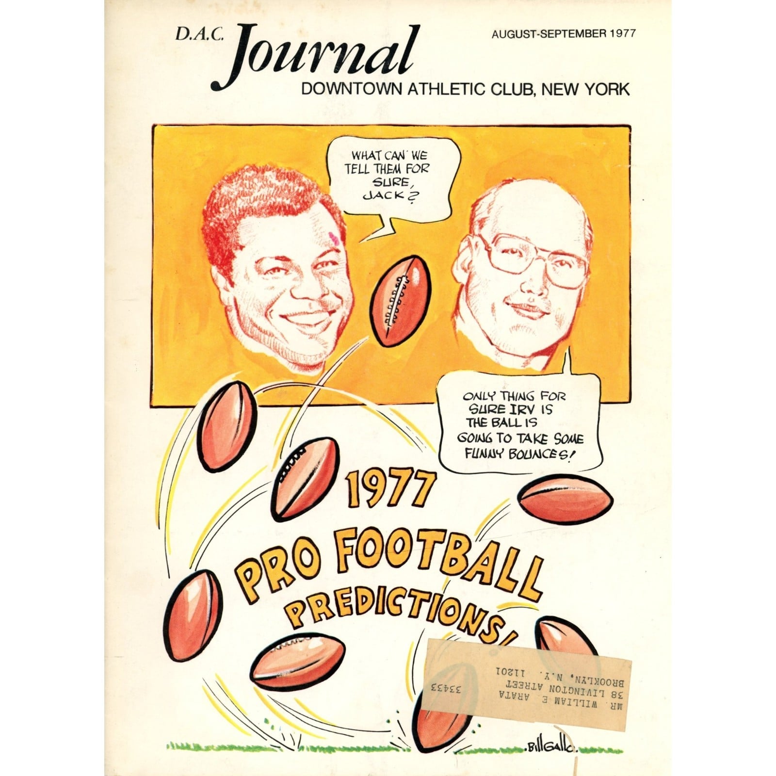 Unautographed Magazine Downtown Athletic Club Journal Aug 1977 New York 58467