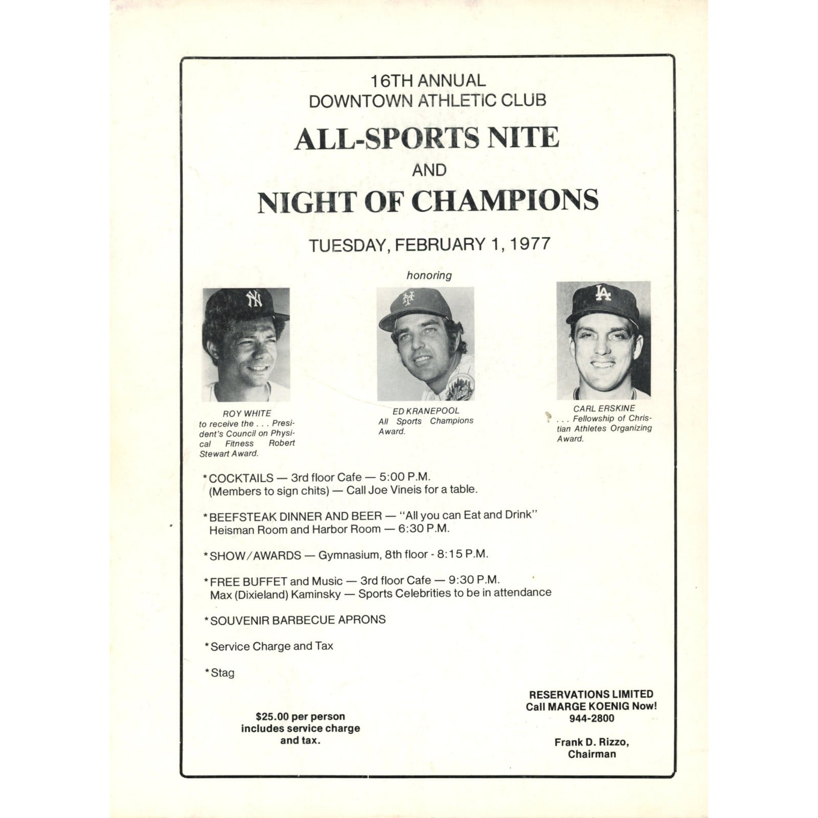 Unautographed Magazine Downtown Athletic Club Journal Jan 1977 New York 58466