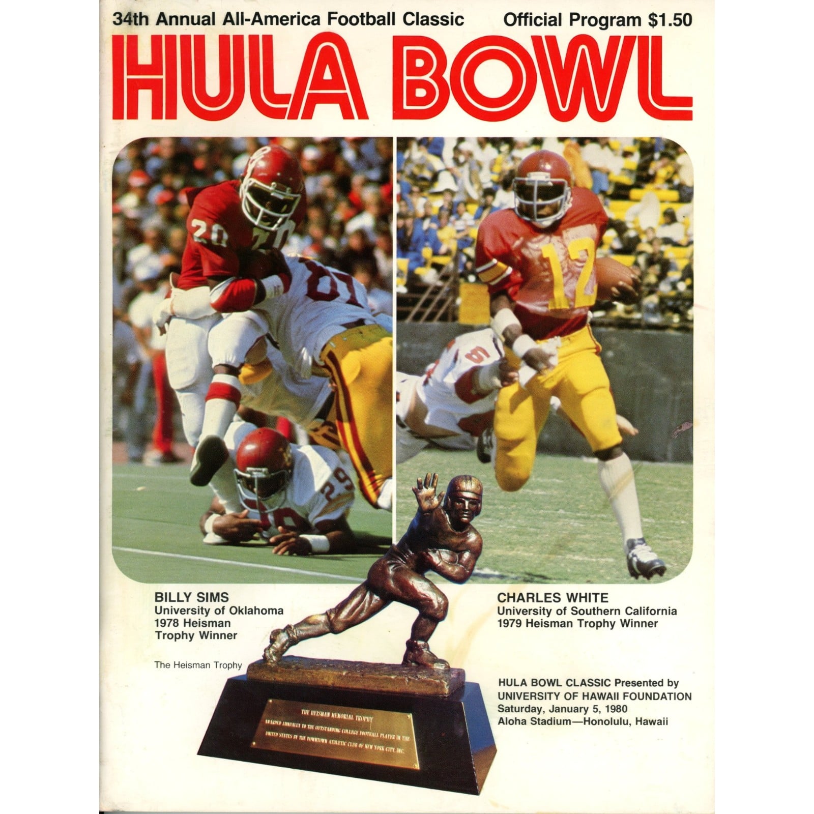 Unautographed Magazine East vs West 1980 hula Bowl Program 58479
