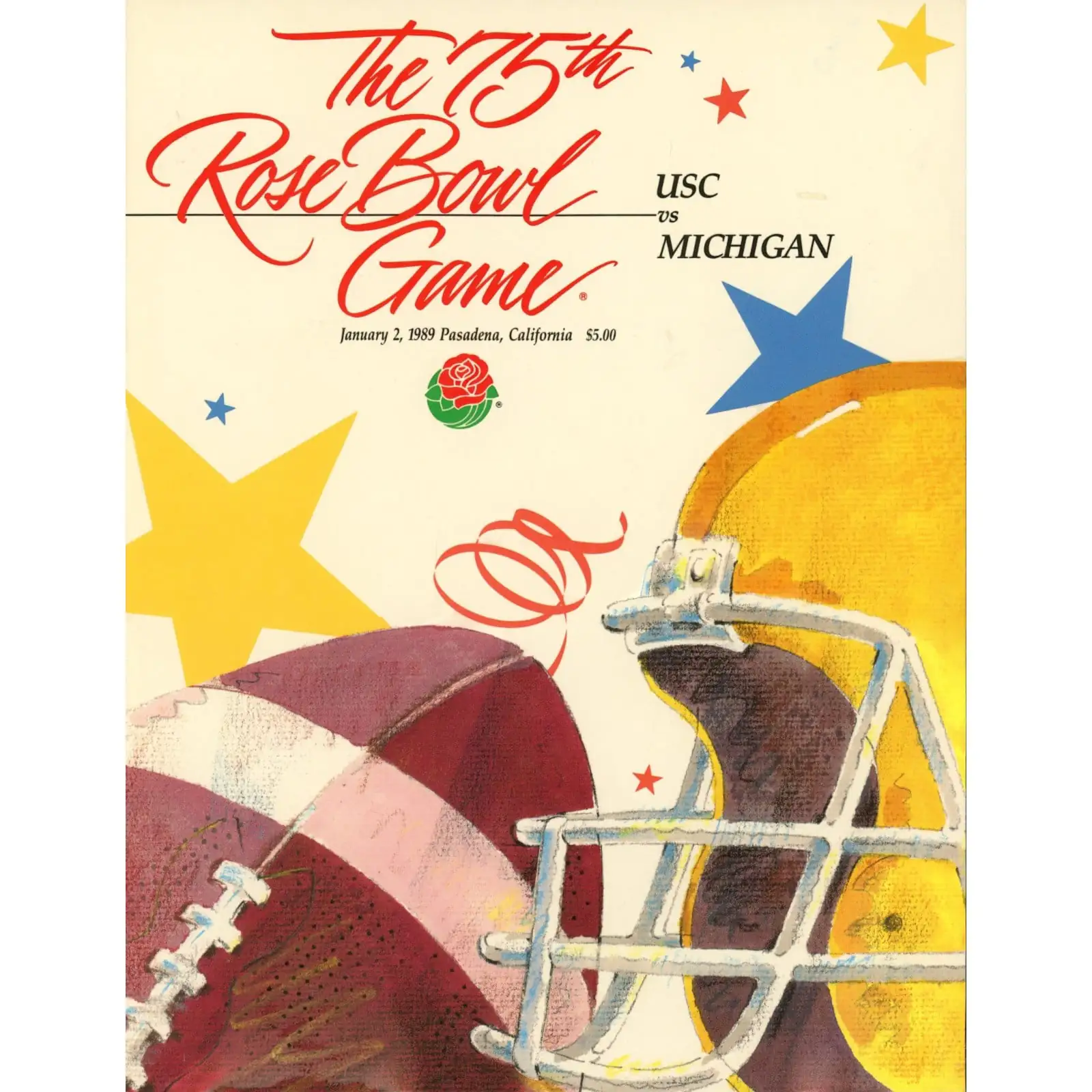 Unautographed Magazine/Media Guide Michigan vs USC 1989 Rose Bowl Program 58426
