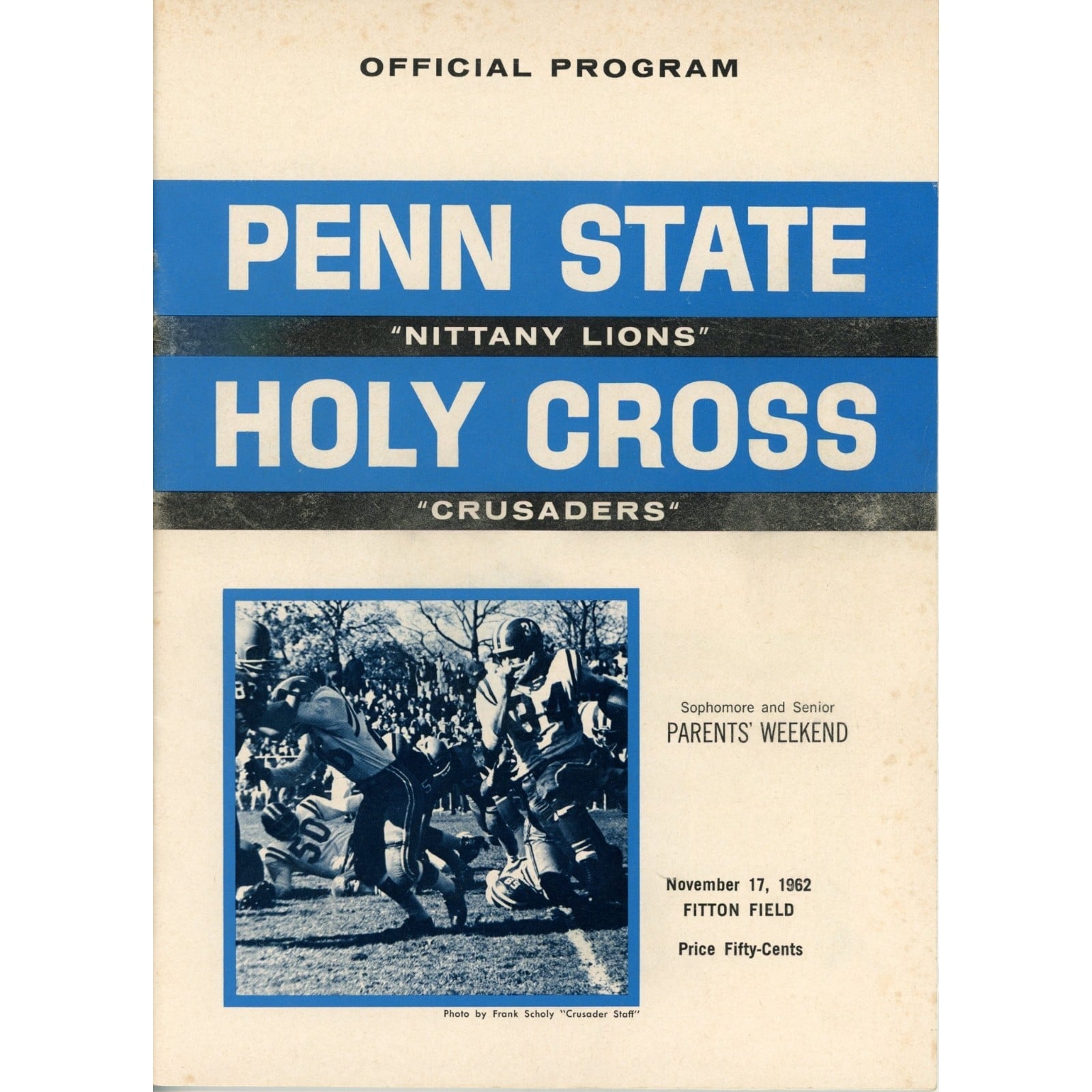 Unautographed Magazine Penn State Nittany Lions vs Holy Cross 1962 Program 58470