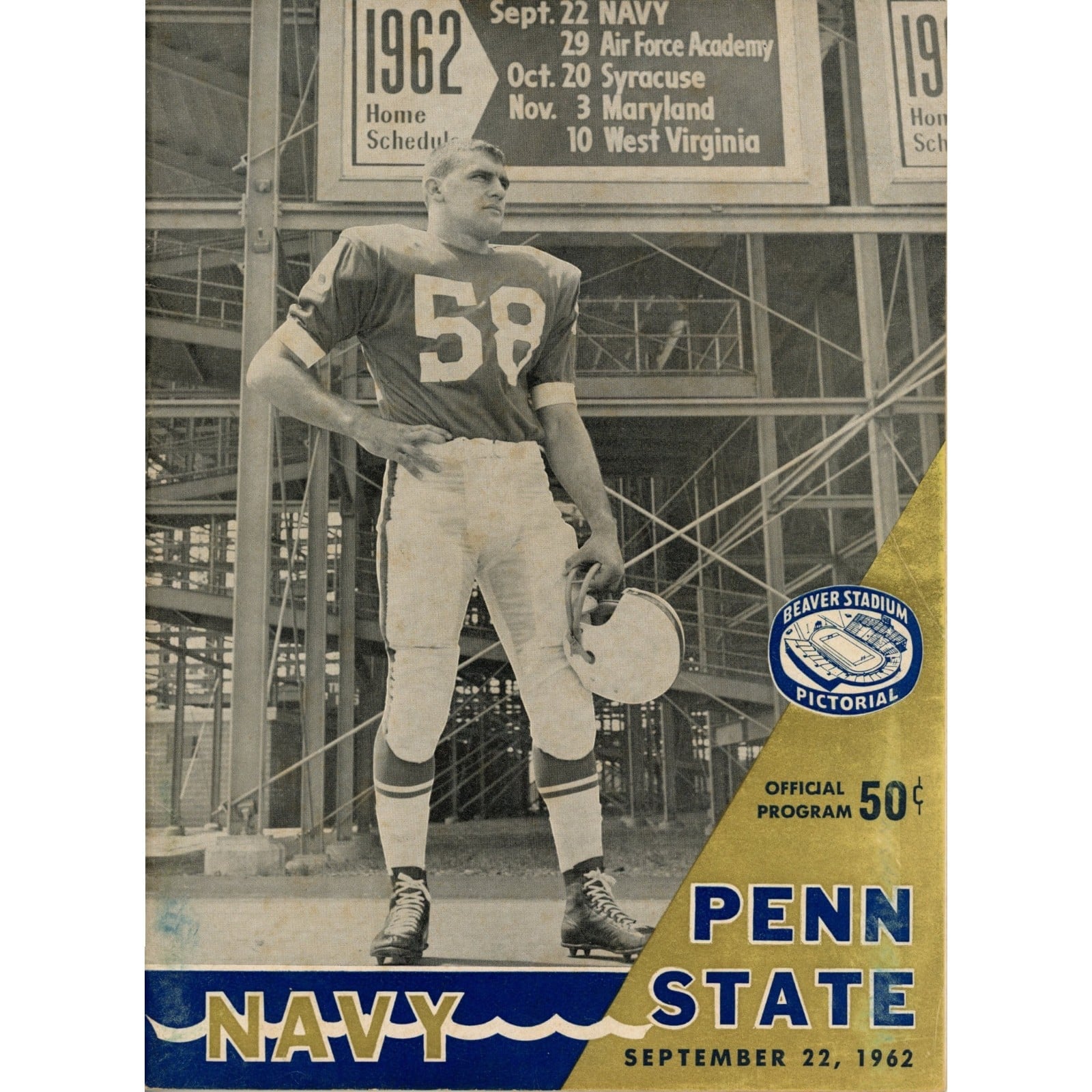 Unautographed Magazine Penn State Nittany Lions vs Navy 1962 Program 58470