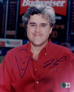 Jay Leno Autographed/Signed The Tonight Show 8x10 Photo Red Shirt Beckett 56636