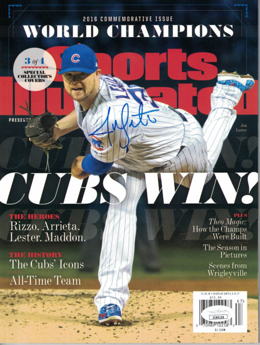 Jon Lester Signed Chicago Cubs Commemorative WS Sports Illustrated JSA 24694