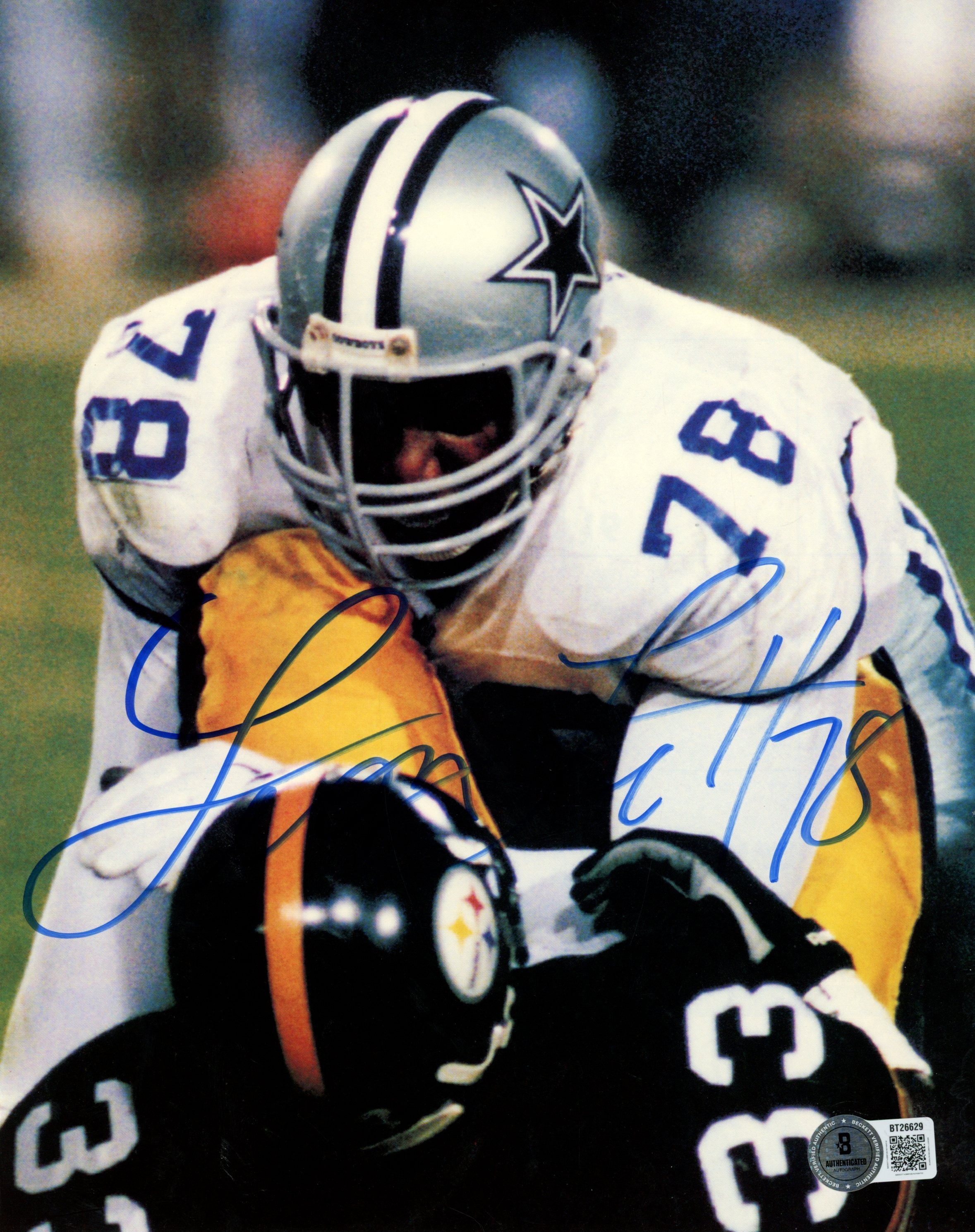 Leon Lett Autographed Dallas Cowboys 8x10 Photo Tackle Steelers Beckett 56751
