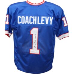 Marv Levy Autographed/Signed Pro Style Blue Jersey JSA 
