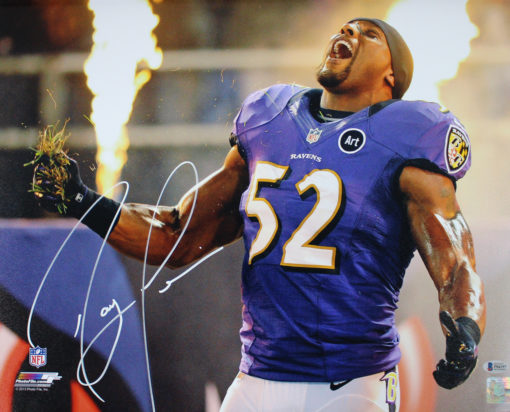 Ray Lewis Autographed/Signed Baltimore Ravens 16x20 Photo BAS 25702 PF