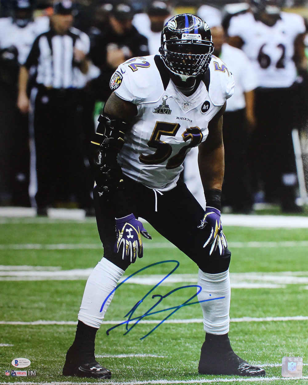 Ray Lewis Autographed/Signed Baltimore Ravens SB XLVII 16x20 Photo BAS 28519