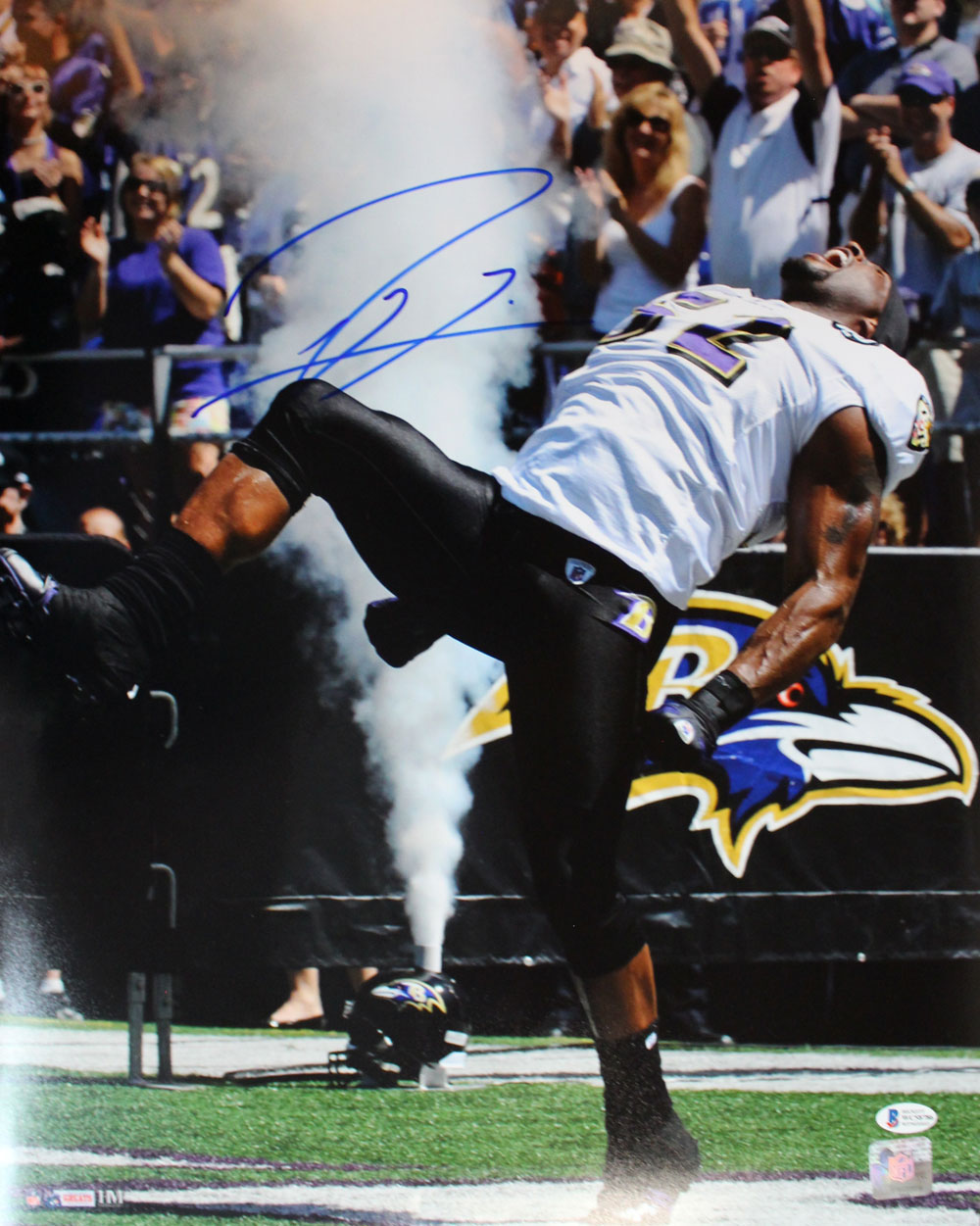 Ray Lewis Autographed/Signed Baltimore Ravens 16x20 Photo BAS 28518 PF